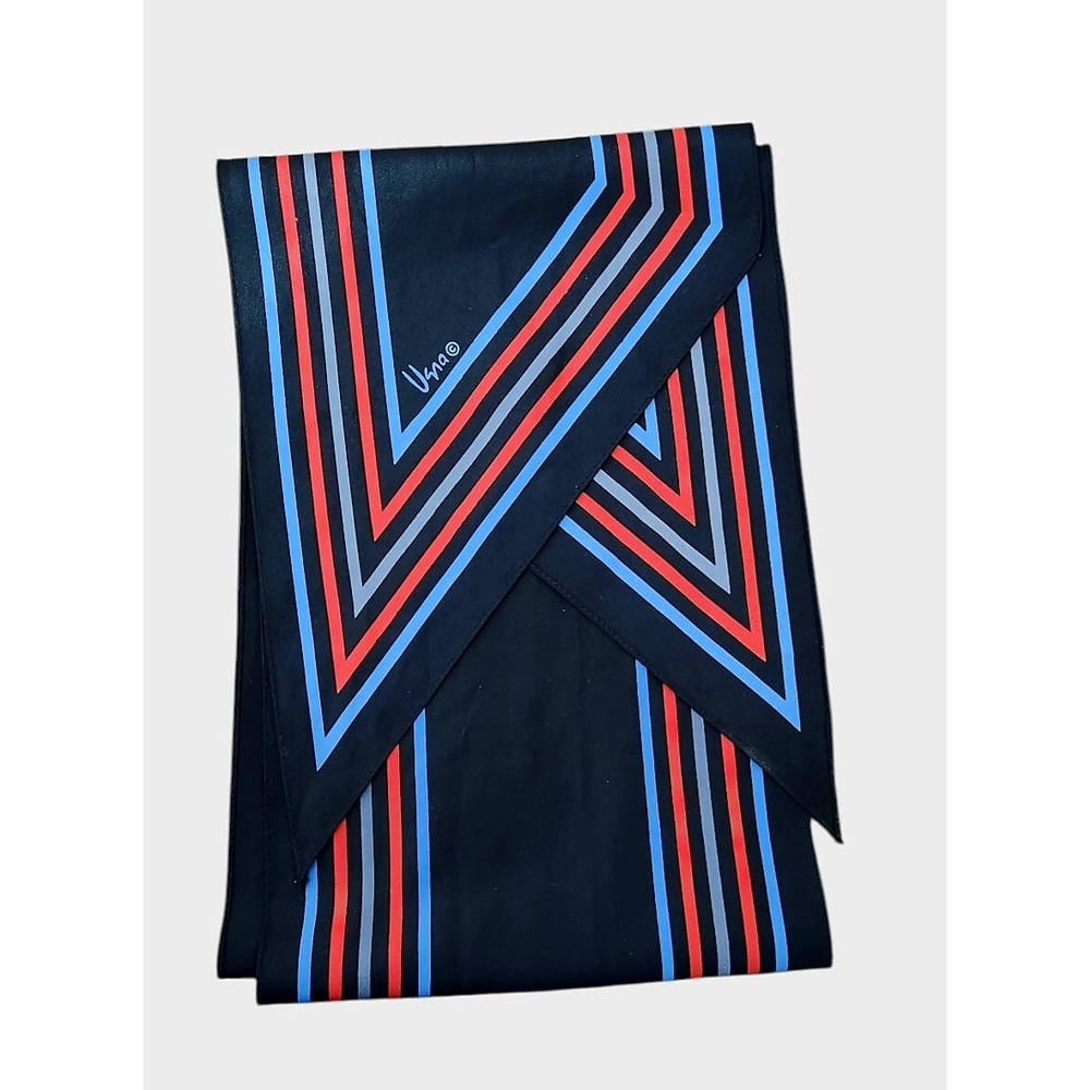 Vintage Vera Neumann Women's Neck Scarf Handkerchief 62" EUC Navy Blue Red
